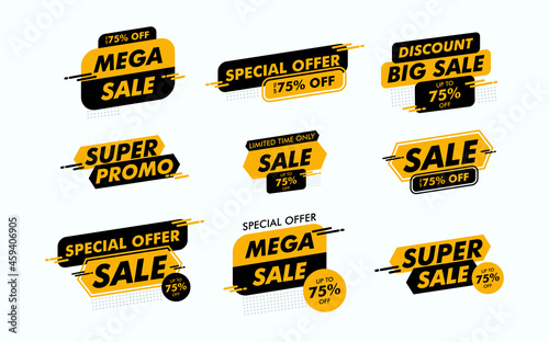 Set labels with inscription sale ad or promo shopping concept Vector