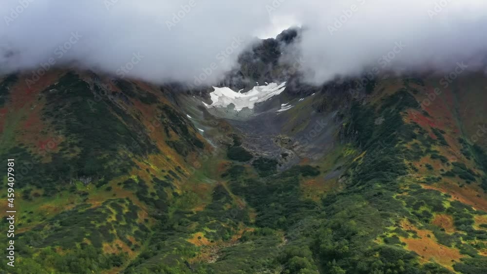 Aerial view of Vachkazhets volcano on Kamchatka peninsula, 4k Aerial view of Vachkazhets volcano on Kamchatka peninsula, 4k