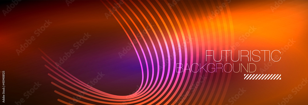 Dark abstract background with glowing neon circles. Trendy layout template for business or technology presentation, internet poster or web brochure cover, wallpaper Dark abstract background with glowing neon circles. Trendy layout template for business or technology presentation, internet poster or web brochure cover, wallpaper
