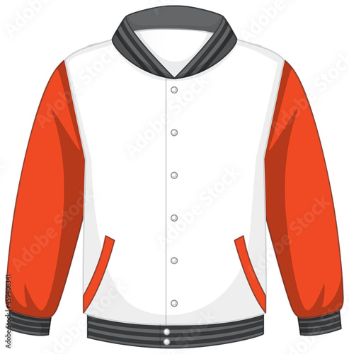 Front of basic white and orange bomber jacket isolated