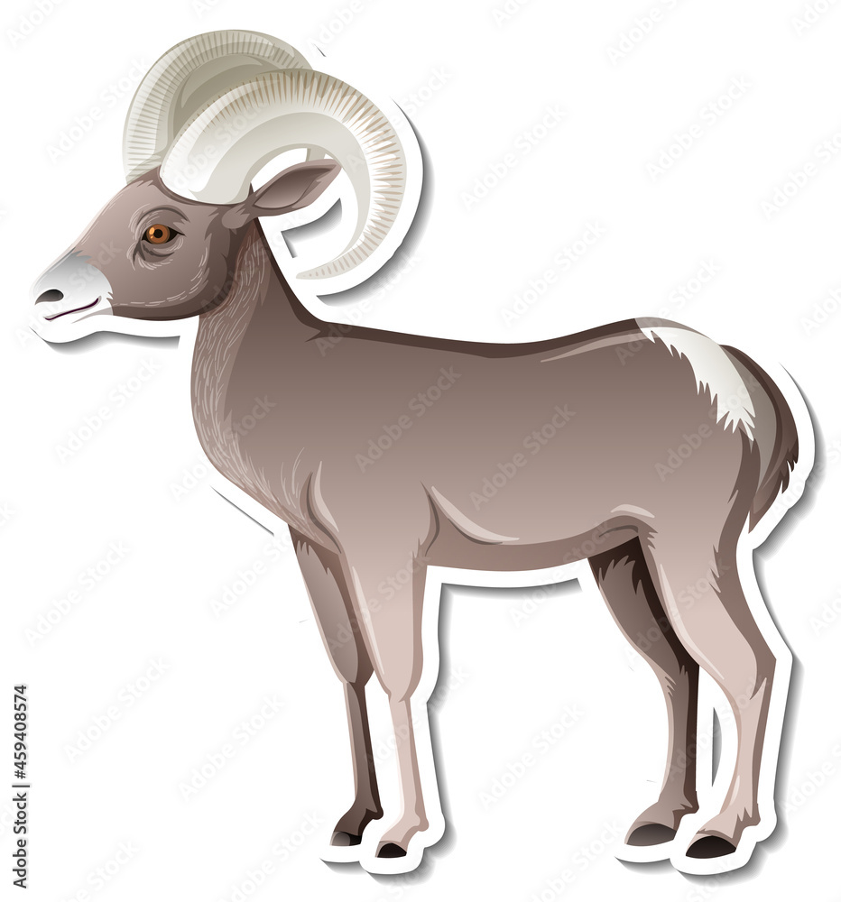 A sticker template of bharal cartoon character A sticker template of bharal cartoon character
