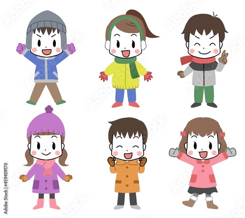 冬の可愛い子供たちのイラスト
