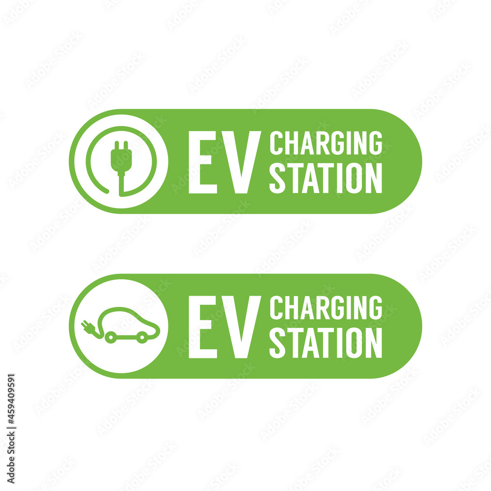 EV charging station banner. Electric vehicle charging station, electric recharging point. EV charging station banner. Electric vehicle charging station, electric recharging point.