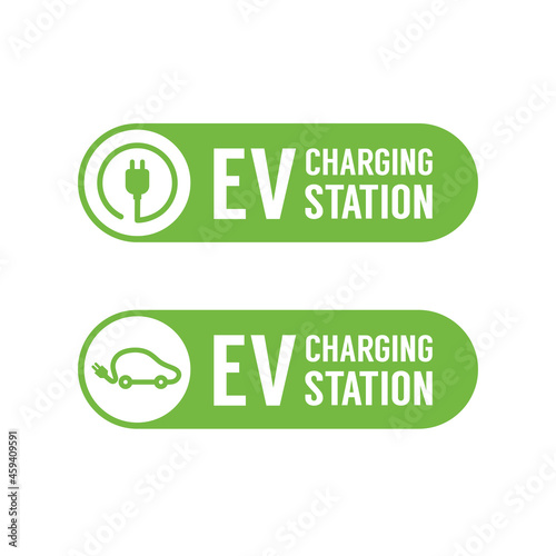 EV charging station banner. Electric vehicle charging station, electric recharging point.