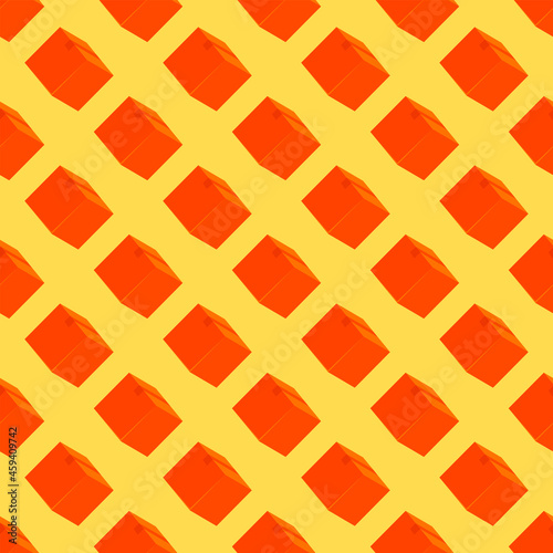 Orange box seamless pattern on yellow background.