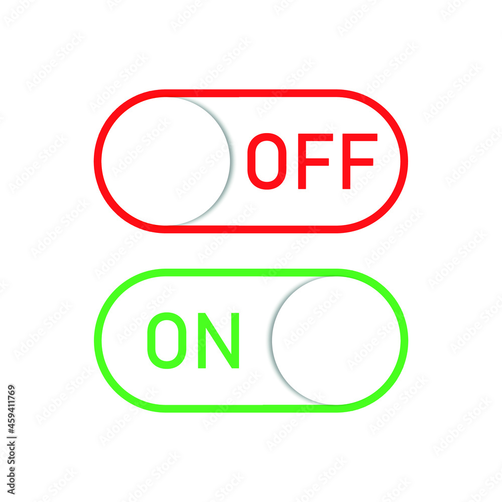 On and Off toggle switch buttons. Switch gradient icon. Flat UX UI design vector element set for website or mobile app. Web colored toggle template On and Off toggle switch buttons. Switch gradient icon. Flat UX UI design vector element set for website or mobile app. Web colored toggle template