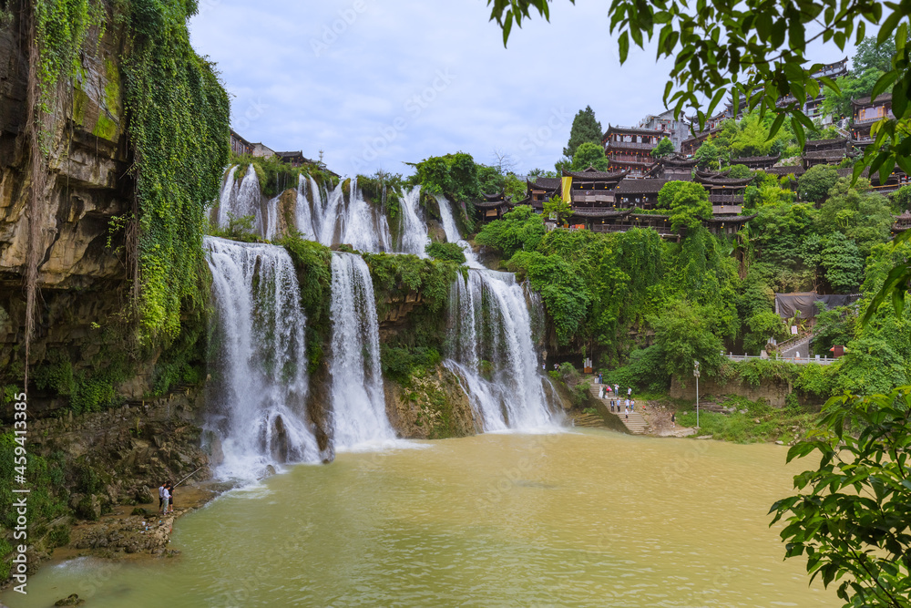Fototapeta premium Furong ancient village and waterfall - Hunan China