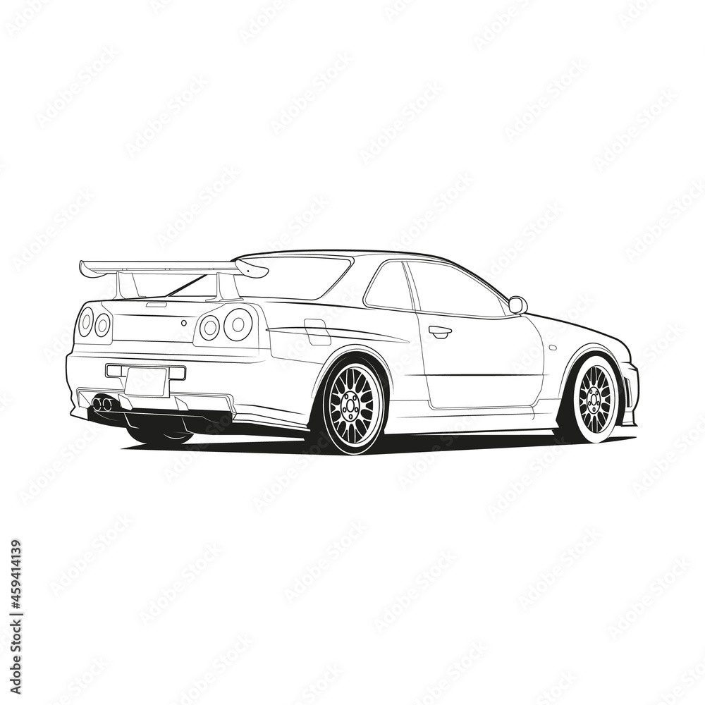 Car outline coloring pages vector