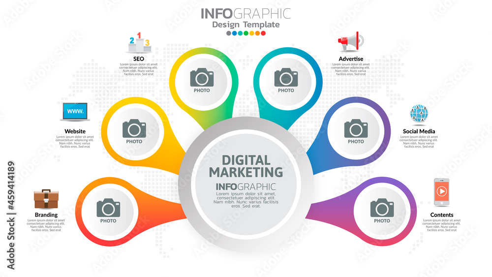 Infograph 6 steps circle element with number and chart diagram, business graph design. Infograph 6 steps circle element with number and chart diagram, business graph design.
