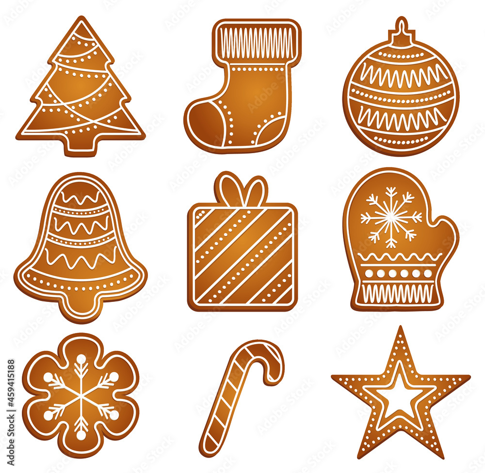 Christmas cookies set vector illustration. Gingerbread cookies icon isolated. Christmas cookies set vector illustration. Gingerbread cookies icon isolated.