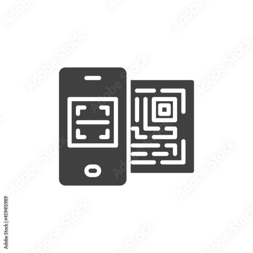 Mobile phone QR scan vector icon