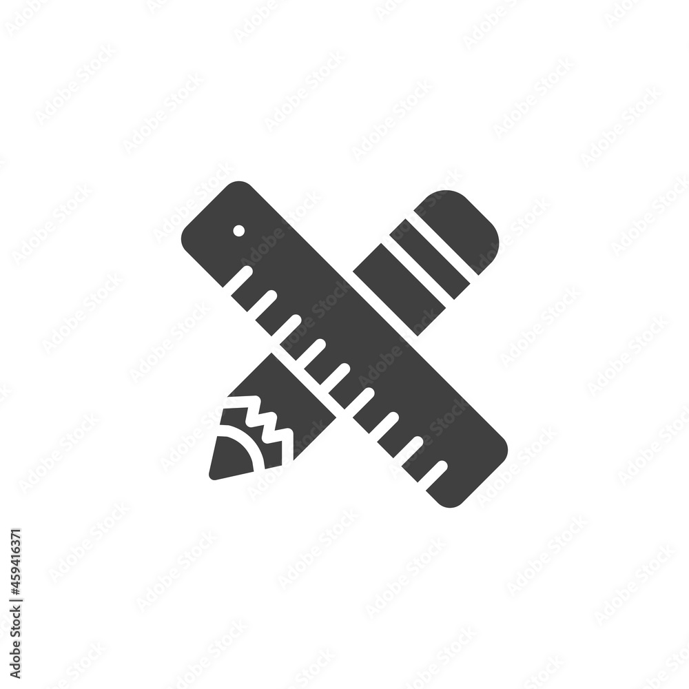 Stationery, pencil and ruler vector icon Stationery, pencil and ruler vector icon
