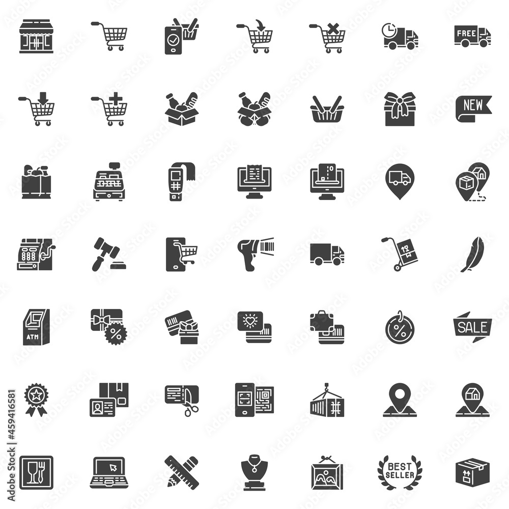 Ecommerce, commerce vector icons set