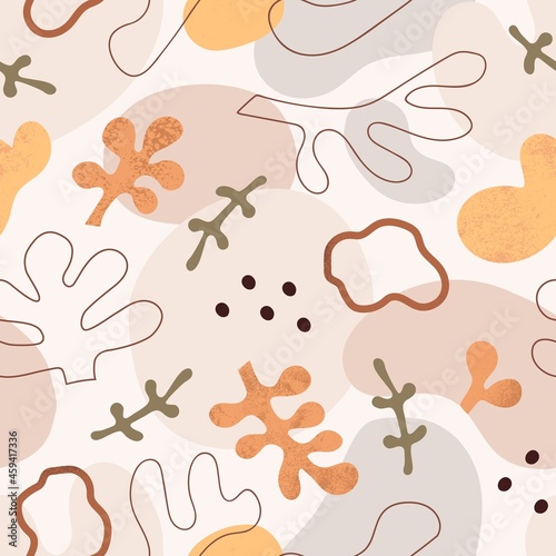 Abstract seamless pattern with organic shapes. Endless repeating texture with...