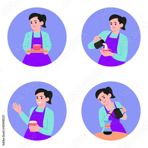 Coffee shop elements collection, flat icons set