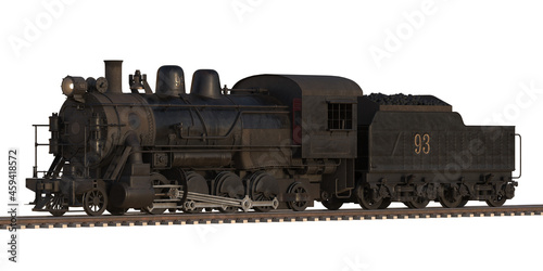 3D rendering of a brand-less generic old steam train