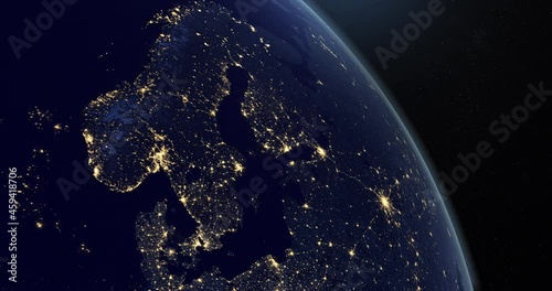 Scandinavia in the night in planet earth from outer space photo