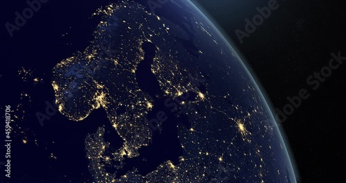 Scandinavia in the night in planet earth from outer space