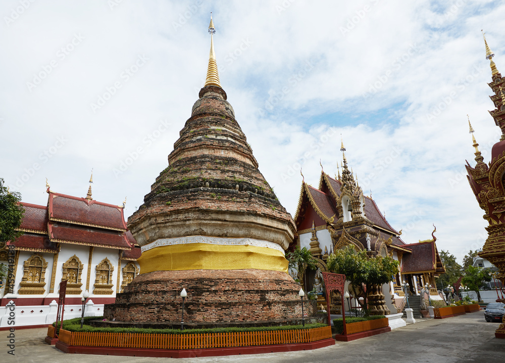 Famous temples, architectural appearance. Details closeup, Chiang Mai, Thailand