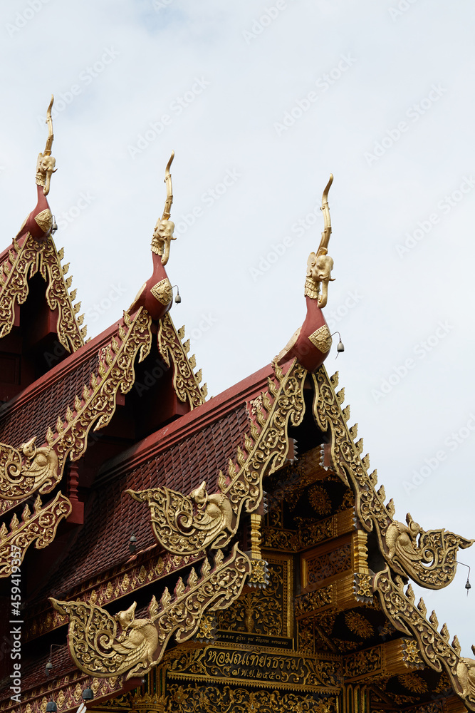 Fototapeta premium Famous temples, architectural appearance. Details closeup, Chiang Mai, Thailand