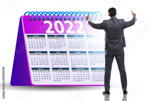 Businessman in the calendar concept of year 2022