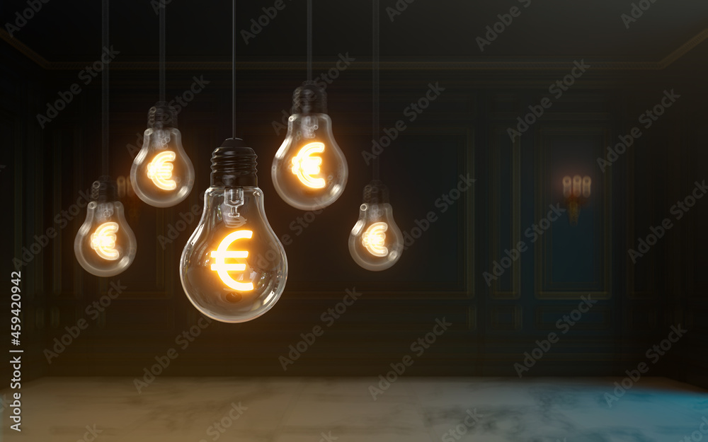 3d rendering euro dollar icon glow inside light bulb cover photo background for social media post 3d rendering euro dollar icon glow inside light bulb cover photo background for social media post
