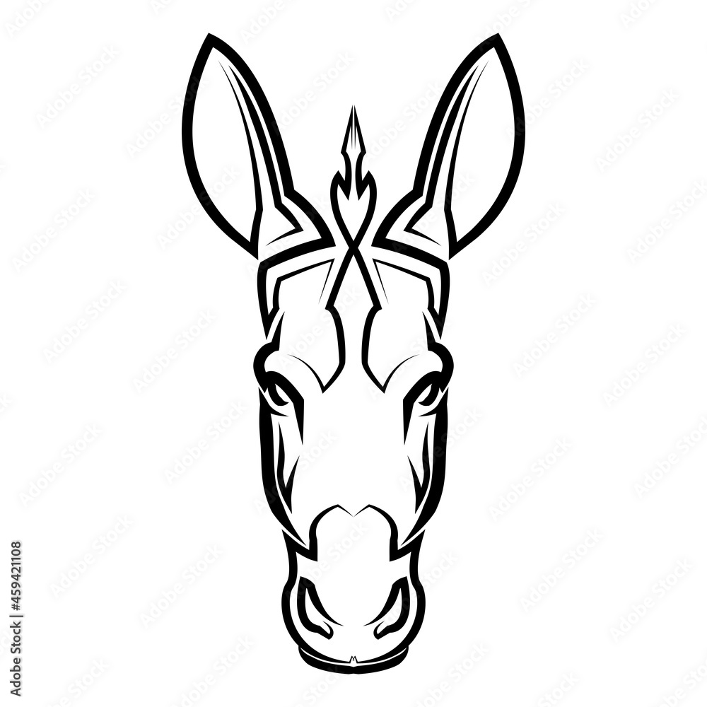 Black and white line art of donkey head. Good use for symbol, mascot, icon, avatar, tattoo, T Shirt design, logo or any design Black and white line art of donkey head. Good use for symbol, mascot, icon, avatar, tattoo, T Shirt design, logo or any design