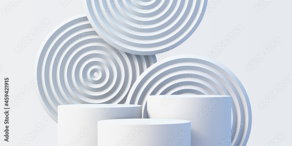 Obraz premium 3d white product podium mock up background for presentation with abstract white background, 3d rendering