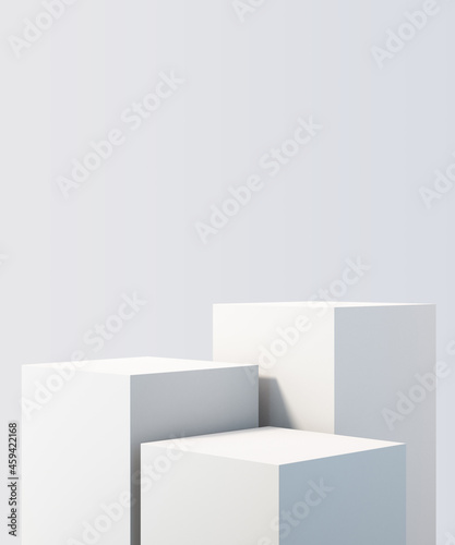 3d white product podium mock up background for presentation with white background, 3d rendering