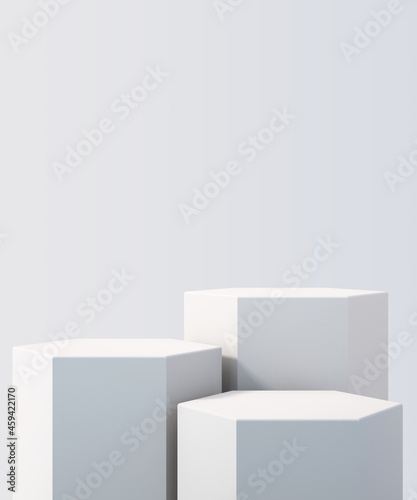 3d white product podium mock up background for presentation with white background, 3d rendering