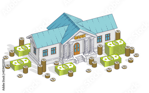 Old cartoon bank building w...