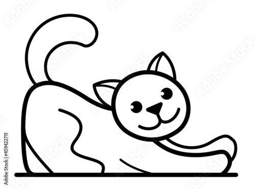 Little kitty funny vector flat style cartoon isolated on white, domestic cat cute and adorable.