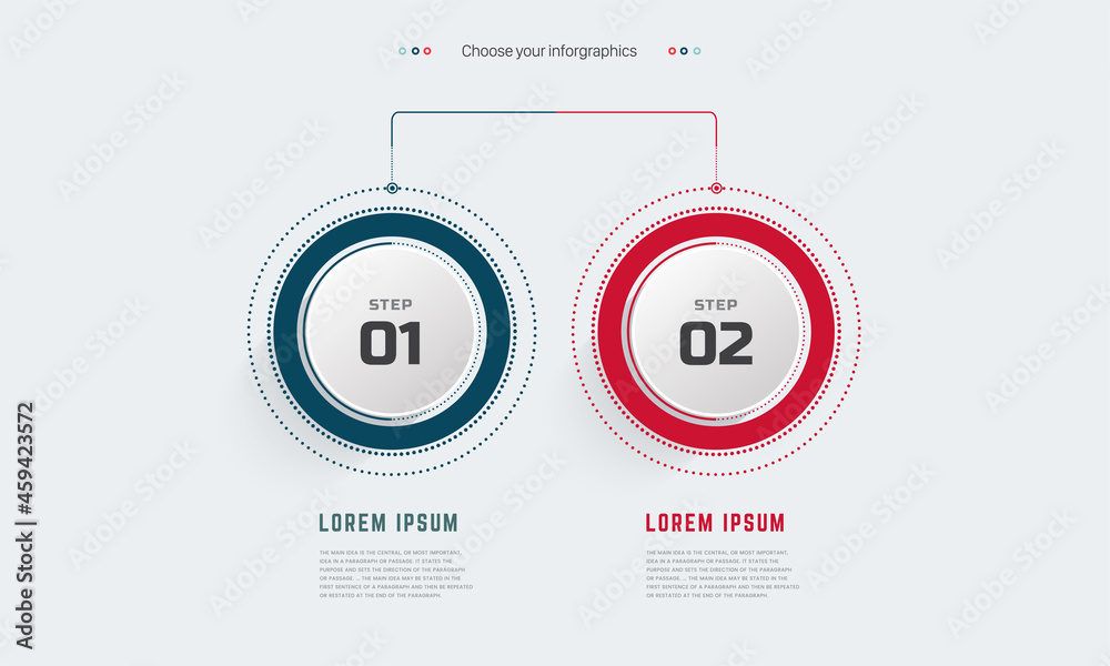 Two Infographic design with icons. 2 options or 2 steps. process ...