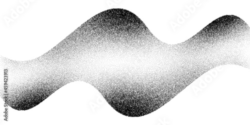 Dotwork wave pattern vector background. Black noise stipple dots. Sand grain effect. Wave dots grunge banner. Abstract noise dotwork pattern. Gradient stipple. Stochastic dotted vector background.