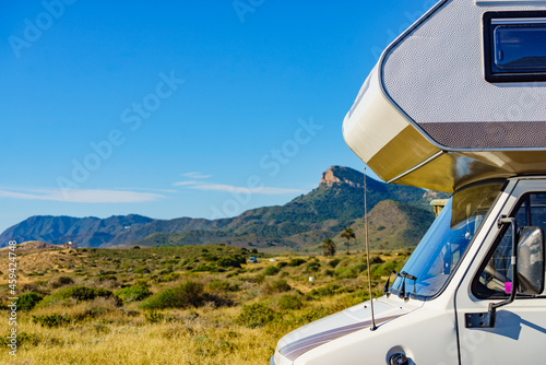 Camper rv camping on nature, Spain