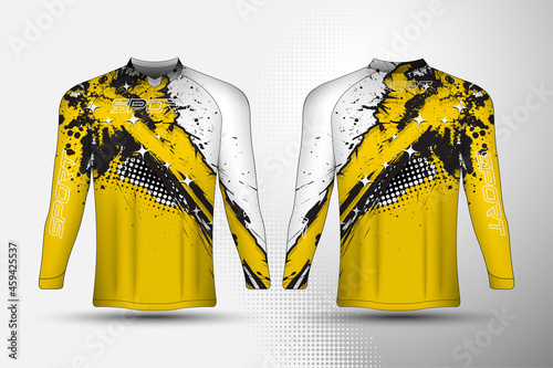 Long sleeve, t-shirt sport racing jersey with abstract background design