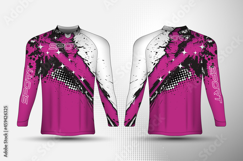 Long sleeve, t-shirt sport racing jersey with abstract background design
