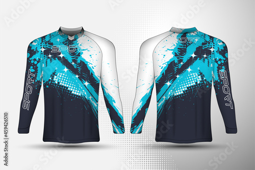 Long sleeve, t-shirt sport racing jersey with abstract background design