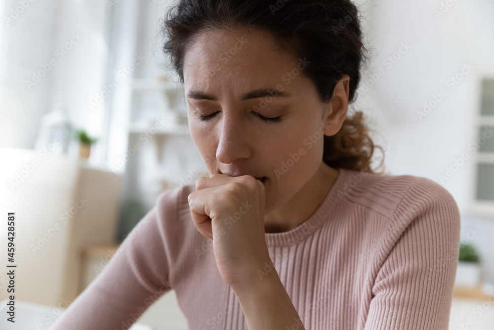 Close up of upset young Caucasian woman feel distressed frustrated with bad news or message. Unhappy sad millennial female think ponder of problem solution, confused with negative notice. Close up of upset young Caucasian woman feel distressed frustrated with bad news or message. Unhappy sad millennial female think ponder of problem solution, confused with negative notice.