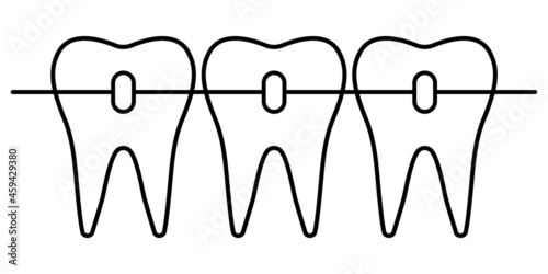 Dental braces icon, orthodontic teeth alignment for a beautiful smile