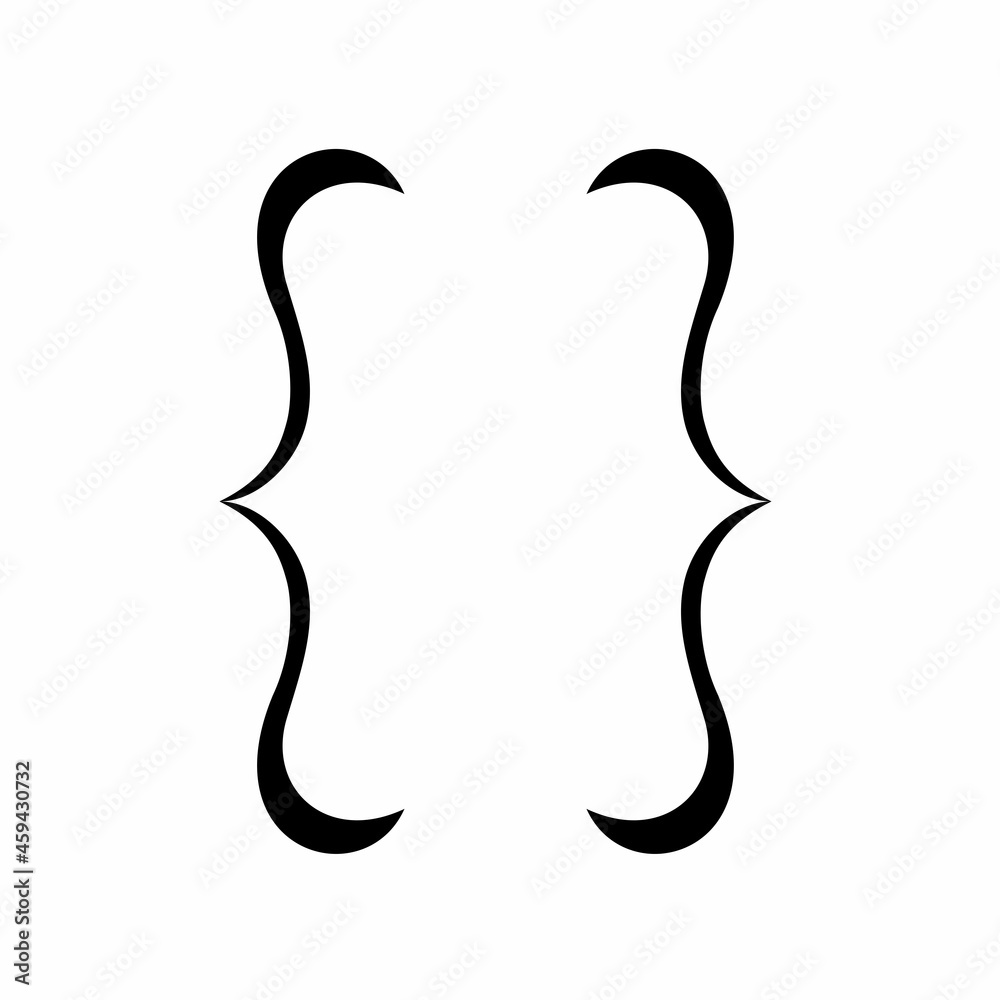 Curly braces icon for graphic design isolated on white background, Brackets symbolic elements. Vector illustration Curly braces icon for graphic design isolated on white background, Brackets symbolic elements. Vector illustration