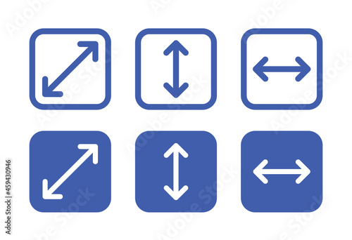 Size, width and height icon. Extend and enlarge button vector symbol illustration.