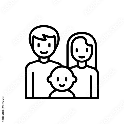 Custody thin line icon, happy family with baby. Modern vector illustration of child adoption.