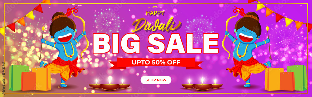 Naklejka premium Diwali Festive Season Sale banner, vector illustration offer banner, advertisement