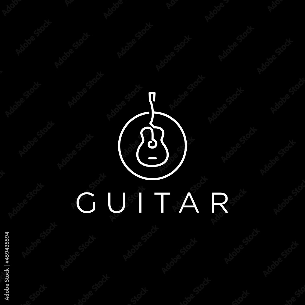 monoline guitar logo design vector monoline guitar logo design vector