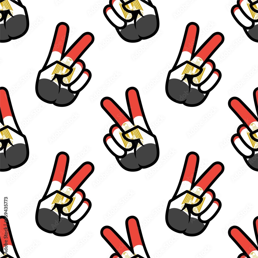Egypt flag in the form of a peace sign. Seamless background. Gesture V victory sign, patriotic sign, icon for apps, websites, T-shirts, souvenirs, etc., isolated on white background Egypt flag in the form of a peace sign. Seamless background. Gesture V victory sign, patriotic sign, icon for apps, websites, T-shirts, souvenirs, etc., isolated on white background