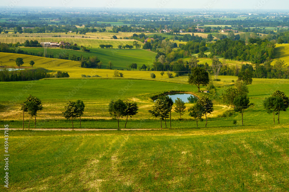 Rural landscape near Pianello Val Tidone and Agazzano, Emilia-Romagna, at May