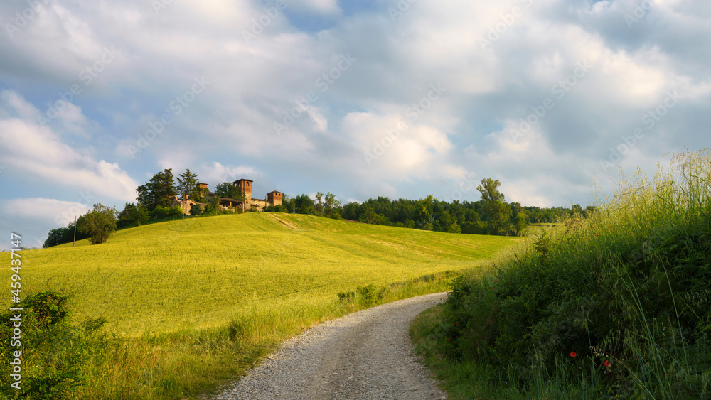 Obraz premium Rural landscape near Pianello Val Tidone and Agazzano, Emilia-Romagna, at May