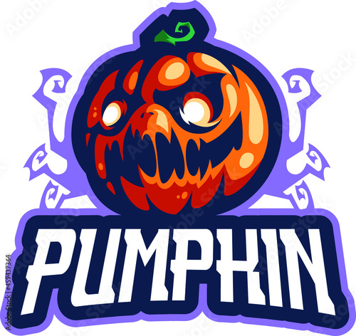 halloween monster skull logo game design template