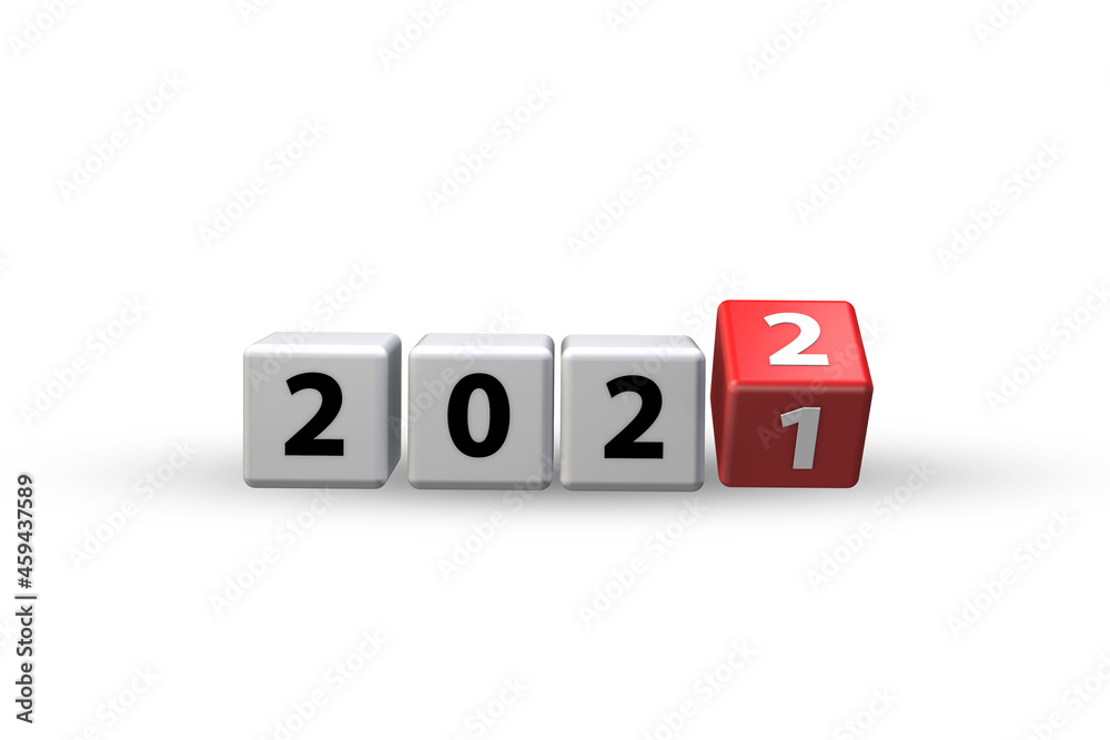 Concept of changing the year from 2021 to 2022 - 3d rendering Concept of changing the year from 2021 to 2022 - 3d rendering
